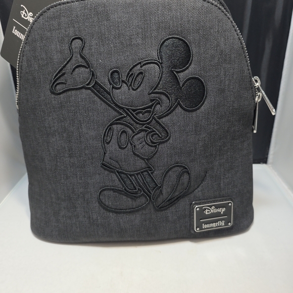 Loungefly Disney Mickey Mouse Figural Denim Mini Backpack NWT - Picture 2 of 9